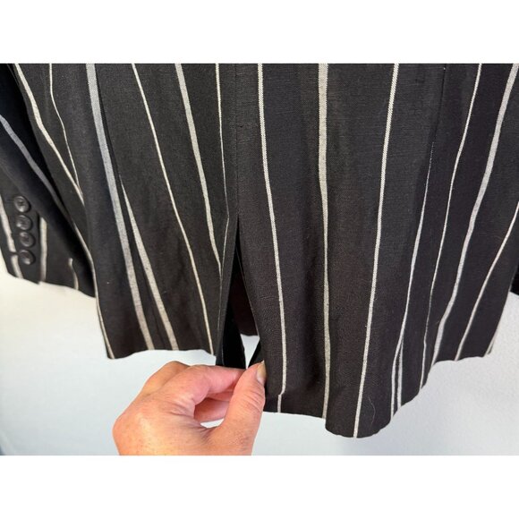 A NEW DAY Linen Blend Striped Blazer Jacket Sz 2 Smart Casual Preppy Quiet Luxur - Picture 7 of 11